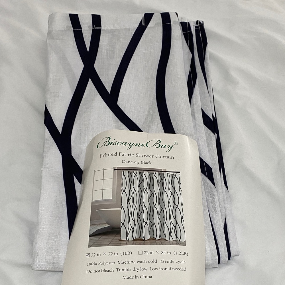 Black and White Cloth Shower Curtain